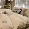 Estilo Ins Oso Oso Cama Sencillo Juego de Cuatro Piezas Sábana de Algodón Lavado Funda de Edredón Dibujos Animados Dormitorio Estudiante Juego de Tres Piezas