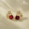 Joias Aitong: Brincos Coloridos de Luxo Leve e de Alta Qualidade, Design Compacto, Brincos Versáteis, Brincos Flor Vazada com Diamante de Cristal