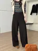 2026 Inverno Estilo Coreano Retrô Calça de Perna Larga Feminina Cintura Alta Emagrecedora Calça Reta Temperamento Deslocamento Alto Padrão 082