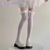 Lazo Blanco Dulce Hasta la Rodilla para Mujer Primavera y Verano Delgado Encaje Lolita Largo Encaje Blanco Leche Estilo Ballet