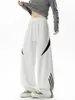 Pantalones de chándal rectos a rayas estilo americano para hombre, de peso pesado y con caída, adecuados para primavera y otoño, pierna ancha holgada, pantalones casuales de talla grande