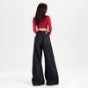 Jeans de Sarja Crua Wide-Leg Transfronteiriço 2026 para Mulheres, Novo Estilo de Outono, Calças Longas Casuais Retas Finas Estilo Retro Americano