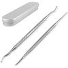 Cuchara para recoger uñas de acero inoxidable de fábrica, juego de 3 piezas con dispositivo de doble cabezal para pulir uñas de los pies, lima de uñas, herramienta de pedicura