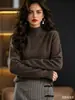 Suéter de punto de cuello medio para mujer, venta al por mayor transfronteriza, otoño e invierno, top de talla grande, artículo popular de exportación para capas base