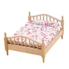 1:12 Casa de Muñecas Casa de Muñecas Mini Pequeña Casa Dormitorio Micro Escena Comida Juguete Cama Miniatura Muebles Cama Doble