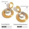 Pendientes de Titanio Yuhui Transfronterizos Estilo Retro Círculo Redondo Envuelto en Contraste de Colores Dorado y Plateado Chapados en Oro Real Pendientes de Acero Inoxidable