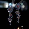 Pendientes elegantes de alta calidad, nuevo estilo, resistentes, de lujo ligero, Cielo Estrellado Super Brillantes, estrella de pentagrama, pendientes largos de lluvia de meteoros
