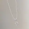 Collar de Flor de Cristal con Perlas Estilo Vacaciones en la Costa Diseño de Nicho para Mujer Cadena para Clavícula Atmósfera Collar Versátil de Lujo Ligero