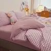 Conjunto de Quatro Peças Liso de Algodão Puro Genuíno para Maternidade e Bebê, Estilo Ins Lençol de Cama de Algodão Puro Lavado para Dormir Nu, Capa de Edredom, Conjunto de Três Peças para Dormitório