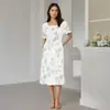 Vestido de Verano Europeo y Americano de Aliexpress con Cuadrado, Delgado, Cintura Alta, Cubre Vientre, Estampado Floral Fresco