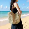 Bolso de Paja de Papel Personalizado, Estilo de Moda de Verano, Bolso Tejido para Vacaciones en la Playa, Gran Capacidad, Bolso de Hombro Tote a la Moda