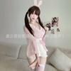 Uniforme de Bunny de Sirvienta Sexy Kimono Lindo Japonés Pura Deseo Estampado de Conejo Bata de Noche con Lazo Ropa de Dormir Erótica
