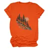 Amazon Wish sitio independiente moda casual versátil mujer árbol, sol, ladera de montaña cuello redondo manga corta camiseta
