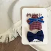 Novo Presilha de Cabelo de Cogumelo com Laço Xadrez Vermelho e Azul Tiara Presilha Lateral Elástico