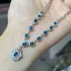 Colar Popular Natural de Topázio Azul Londres Prata S925 Pedra Principal Feminina 3*4 Venda Quente Dropshipping Transfronteiriço