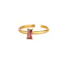 Amazon Explosiones Transfronterizas Sentido Avanzado del Diseño Anillo Dorado con Piedra Natal Anillo Simple Rectangular de Zirconia para Mujer