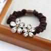 Exquisito anillo para el cabello de cristal de estilo coreano, con flor de perla, tendón de goma, cuerda para el cabello de alta elasticidad, elegante cuerda para la cabeza que combina con todo, joyería para la cabeza con forma de bola