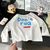 Camiseta Blanca Casual de Algodón Puro para Niños Camiseta Básica de Manga Larga Raglán para Niñas Tallas Mediana y Grande Tops de Manga Larga para Primavera y Otoño para Niños