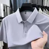 Camisa polo de manga corta sin costuras para verano para hombres maduros, casual de negocios, delgada, versátil, camiseta deportiva para hombre
