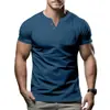 Venta caliente transfronteriza de Temu 2026 verano nuevo camisa casual para hombre cuello en V moda corte ajustado manga corta moderna