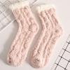 Calcetines de lana coral hasta la pantorrilla para mujer, calcetines de felpa para dormir, calcetines gruesos para el suelo, calcetines cálidos de otoño e invierno para mujer