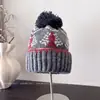 Invierno Retro Árbol de Navidad Moda Gorro de Lana para Mujer Mezcla de Lana Cálido Gorro Pulóver Casual Versátil Gorro Tejido Moderno