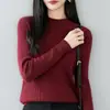 Suéter canelado 100% algodão puro para mulheres, gola semi-alta, base justa, modelador, quente, top estiloso