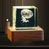 Cubo Luminoso de Cristal Luz de Noche Regalo de Cumpleaños Serie Astronauta Grabado 3D Adorno Creativo de Escritorio Regalo