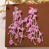Brillo de Primavera Dopamina Borla Larga Hoja de Arce Enredadera DIY Aretes Frescos Aretes de Botón Accesorios de Oreja de Primavera para Mujer