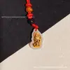 Oro Puro 999 Oro Incrustado con Jade Blanco Imitación Bolsa de Suerte Pixiu Colgante Cuerda Trenzada de Dibujos Animados Creativa Adorno Colgante Regalo Personalizado Venta al por Mayor