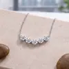 Collar de Plata de Ley 925 Sonrisa de las Cinco Princesas Moissanita de 4 mm para Mujer Cadena para Clavícula Joyería de Cuello de Nicho En Stock Envío Directo Transfronterizo