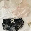 Aterrizaje de Mariposa~Panty de Encaje de Deseo Puro para Mujer 10A Antibacteriano Algodón Puro en la Entrepierna Sexy de Cintura Baja Suave Cómodo