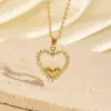 Collar de Corazón de Melocotón Hueco Dorado, Finamente Elaborado, Aplicación de Aceite, No se Desvanece, Diseño de Estilo Deportivo de Moda, Colgante Versátil