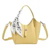 Bolsa Tote Simples, Estilo Retrô Francês, Cor Sólida, Lenço de Seda da Moda, Bolsa de Mão Versátil, Grande Capacidade, Bolsa Transversal para Viagem e Dia a Dia