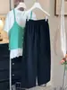 Algodón Lavado Súper Amigable con la Piel~ Nuevo Estilo de Verano Estilo Japonés Artístico Cintura Elástica con Cordón Casual Pantalones de Pierna Ancha Pantalones Cortos Sueltos