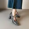 Sapatos Femininos Mary Jane de Salto Alto Quadrado Estilo Coreano 2026, Novo Modelo Primavera e Outono com Fivela, Salto Bloco, Bico Aberto, Sapatos de Salto Alto