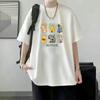 Verano Nueva Camiseta de Seda de Hielo a la Moda Suelta Estilo Hong Kong Estampada Cuello Redondo Manga Corta Camiseta Moda Femenina Combinable Camiseta Fresca