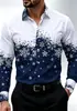 Camisa de manga larga para hombre con estampado de copo de nieve en degradado blanco y verde, perfecta para Navidad, fiestas navideñas y uso casual diario