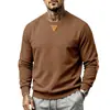 2026 Amazon Outono Americano Masculino Esportes ao Ar Livre Bordado Simples Ame Cáqui Retro Gola Redonda Veludo Cem