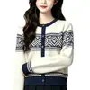 Cardigan de tricô casual fresco e estiloso para mulheres, início do outono de 2026, emagrecedor, estilo universitário, casaco suéter suave e doce