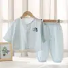 Conjunto de Gaze 100% Algodão Estilo Novo 2026 para Meninos e Meninas, Roupa Casual de Casa em Gaze para Bebês, Roupa para Ar Condicionado para Bebês e Crianças Pequenas