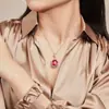 Colgante de Diamante Ovalado de 10 Quilates Caibao de Moda Colgante de Turmalina Roja Sintética Circonita Roja Colgante Noble de Lujo