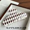 Grampo de Cabelo Retro com Listras de Bolinhas de Plástico Clima Doce e Feminino Grampo para Parte de Trás da Cabeça Simples Elegante Presilha de Tubarão