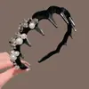 Faixa de cabeça com strass estilo celebridade para mulheres, tiara de alta coroa, acessório de cabelo elegante feito à mão com contas, presilha de cabelo