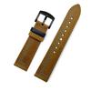 Adecuado para Pangdahai Estilo de Negocios Correa de Reloj Retro de Cuero Nobuck Costuras de Color Contrastante Hebilla de Arena Correa de Muñeca de Repuesto 22mm