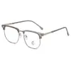 Gafas de Marco de Ceja para Negocios, Gafas de Marco Cuadrado Retro, Adecuadas para Hombres y Mujeres Miopes, Se Pueden Personalizar con Graduación, Montura de Gafas de Media Montura con Línea de Ceja para Rostro Pequeño