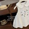 ¡Moderna Siete Pequeños Siete Alicia Transfronteriza! Vestido sin mangas para niña bordado estilo francés con cuello camisero para niñas