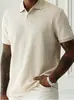 Camisa polo de verano para hombre de comercio exterior transfronterizo de Amazon, color liso, cuello camisero, manga corta, para uso casual diario