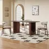Mesa de Jantar e Cadeiras Estilo Medieval em Ardósia e Madeira Maciça para Sala de Estar, Novo Estilo Americano Francês de Luxo, Preto Retrô, Adequado para Apartamentos Pequenos