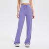 Calça Esportiva Drapeada Chaijue para Mulheres, Perna Larga Leica Cintura Alta Casual para Exterior, Calça de Fitness Yoga Escovada de Alta Elasticidade